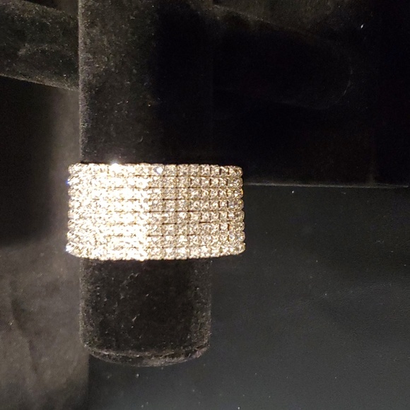 Wide Elastic Rhinestone Bracelet: Bridal Formal Special Occasion Competi… - Picture 3 of 4